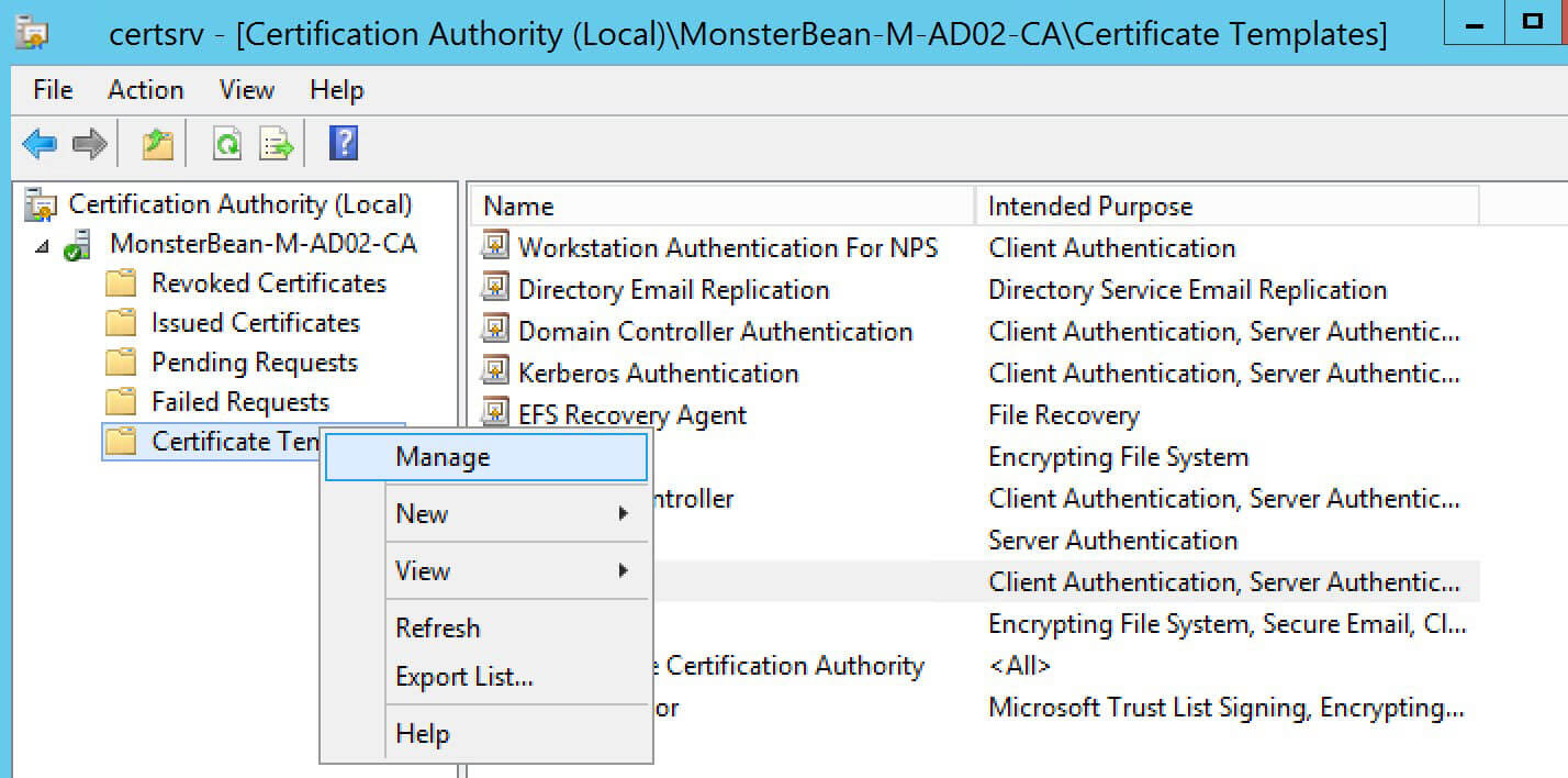 Windows 2012 R2 Nps With Eap Tls Authentication For Os X With Regard To Domain Controller Certificate Template