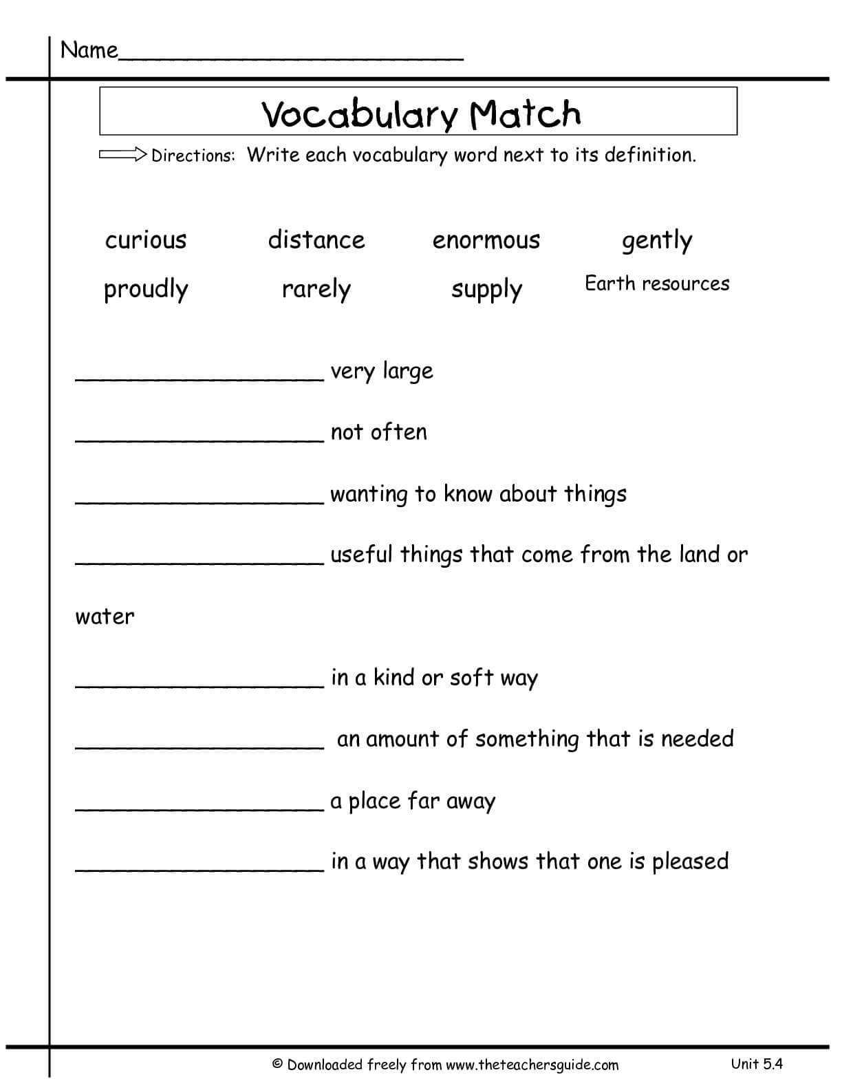 Wonders Second Grade Unit Five Week Four Printouts Pertaining To Vocabulary Words Worksheet Template