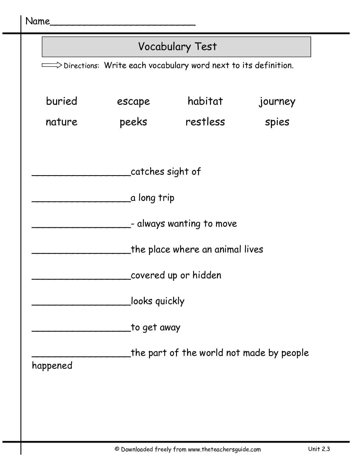 Wonders Second Grade Unit Two Week Three Printouts With Vocabulary Words Worksheet Template