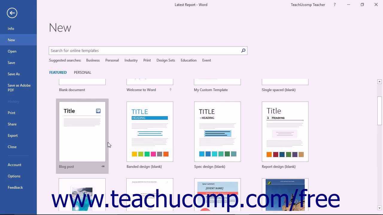 Word 2016 Tutorial Using Templates Microsoft Training For Where Are Word Templates Stored