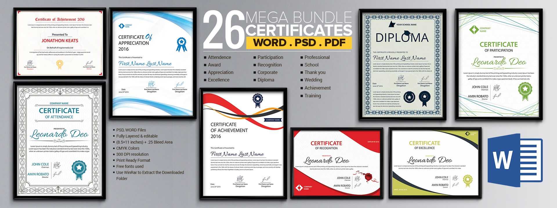 Word Certificate Template – 53+ Free Download Samples In Microsoft Word Award Certificate Template