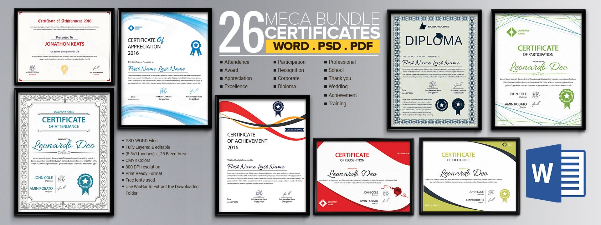 Word Certificate Template – 53+ Free Download Samples Pertaining To Free Templates For Certificates Of Participation