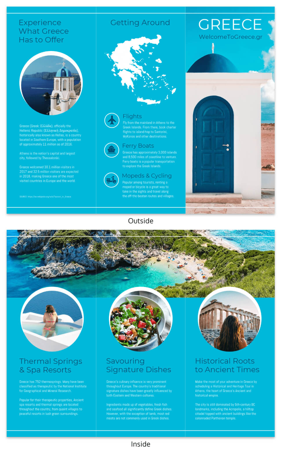 World Travel Tri Fold Brochure Template – Venngage Throughout Country Brochure Template