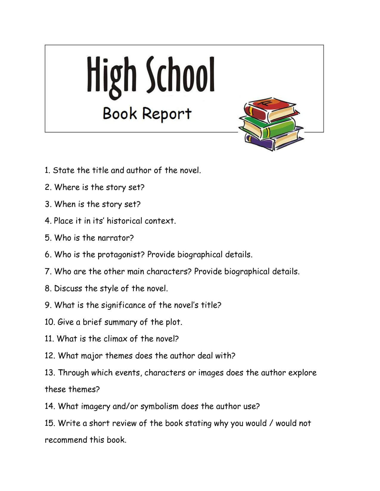 Writing A High School Book Report – How To Write A Book For High School Book Report Template