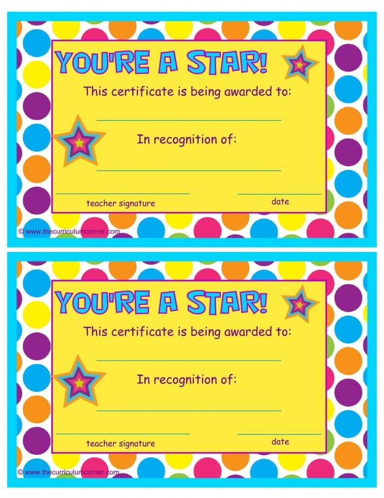 You're A Star End Of The Year Certificates | End Of The Regarding Star Certificate Templates Free